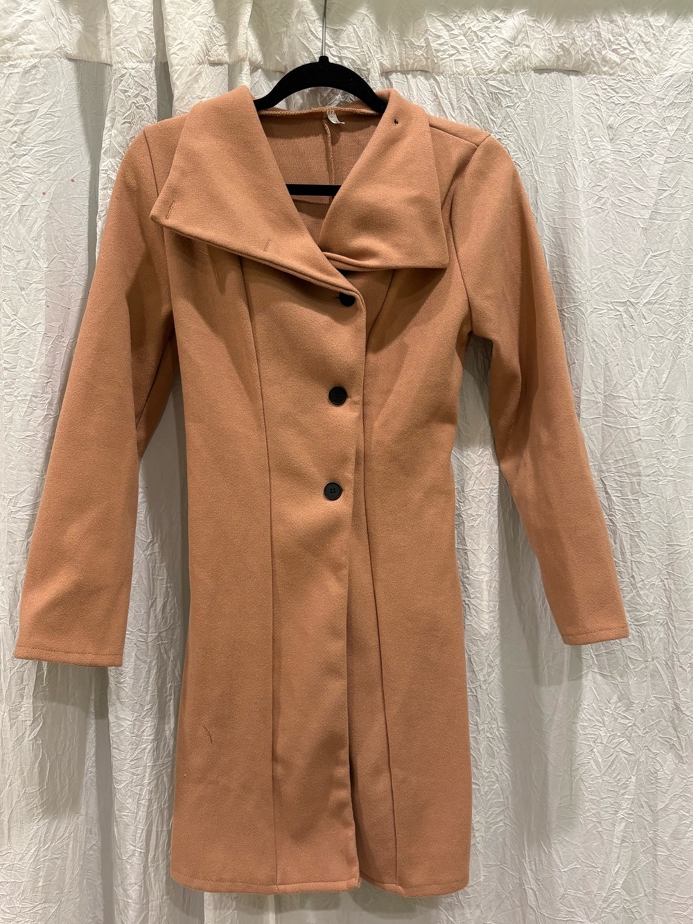 Peach Wool-Blend Button Front Coat
